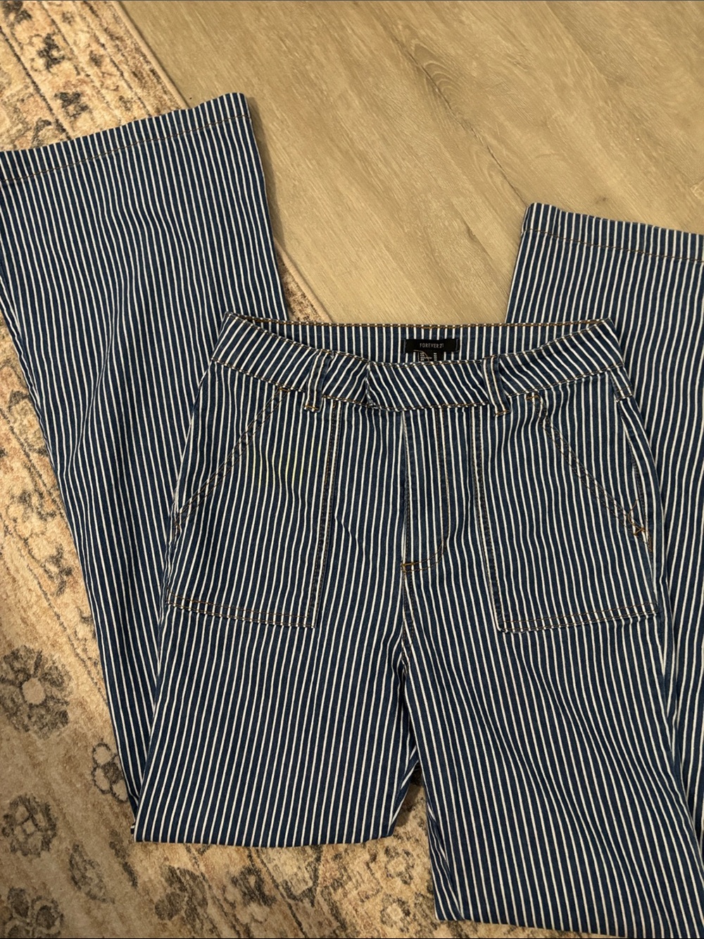 Forever 21 Pinstriped Stretchy Jeans - Picture 1 of 4
